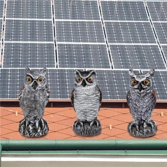 3 Pack Bird Scarecrow Fake Horned Owl Decoy, Plastic Owl Bird Deterrents - Picture 6 of 7